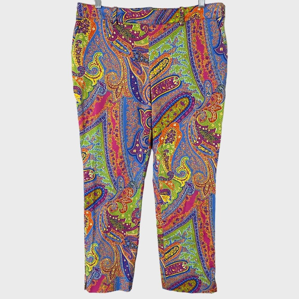 Lauren Ralph Lauren Paisley Rainbow Pants Women's Petite 6P Hippy Boho Woodstock